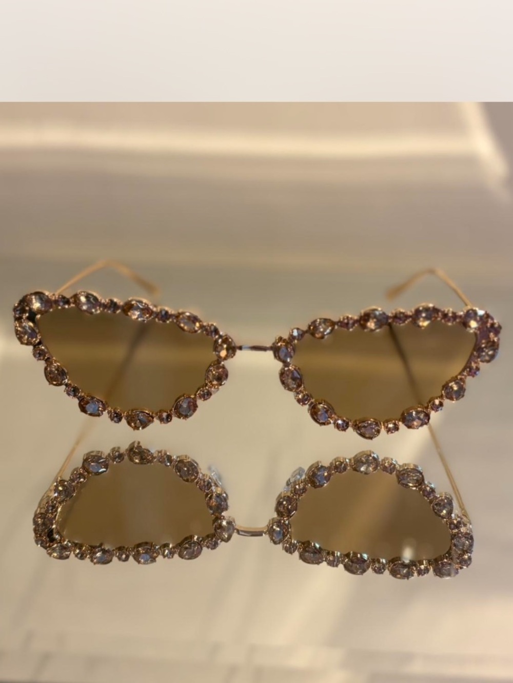 Gold color rhinestone cat eye sunglasses